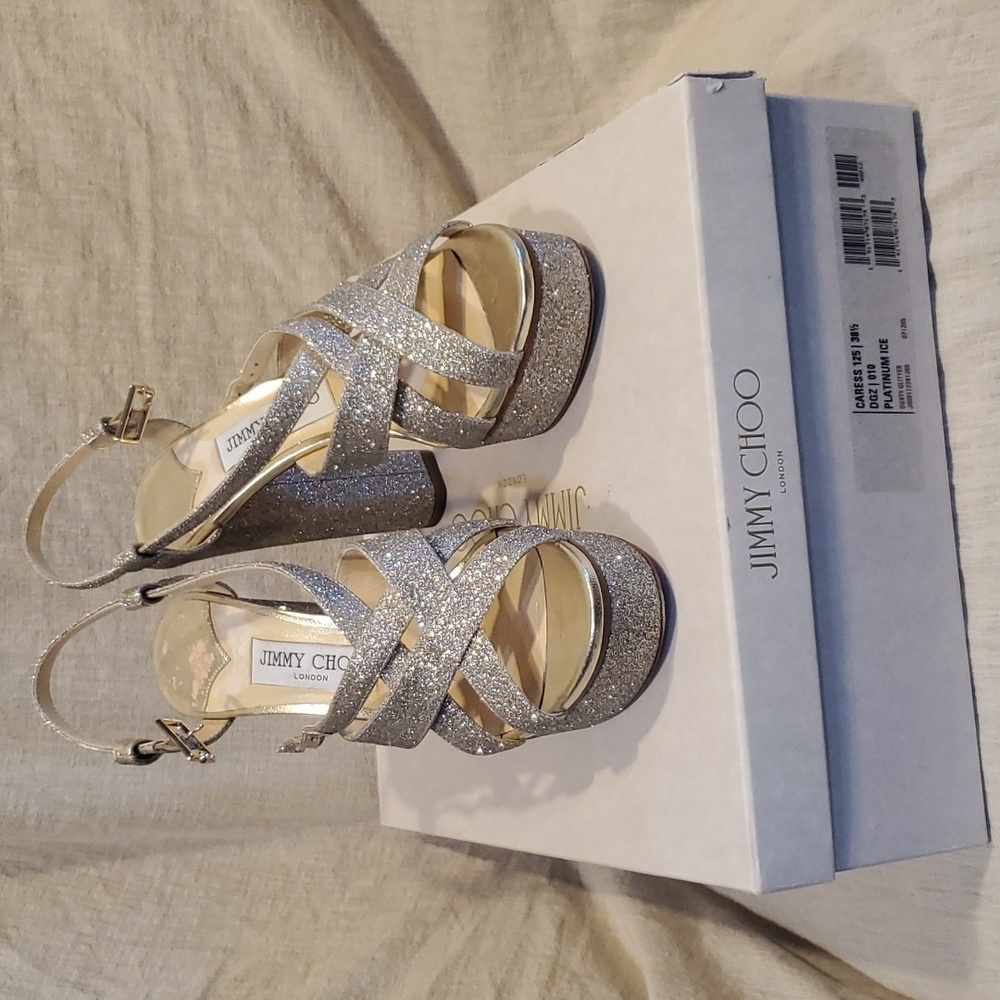Jimmy Choo Caress 125 Platinum Ice SZ 8.5